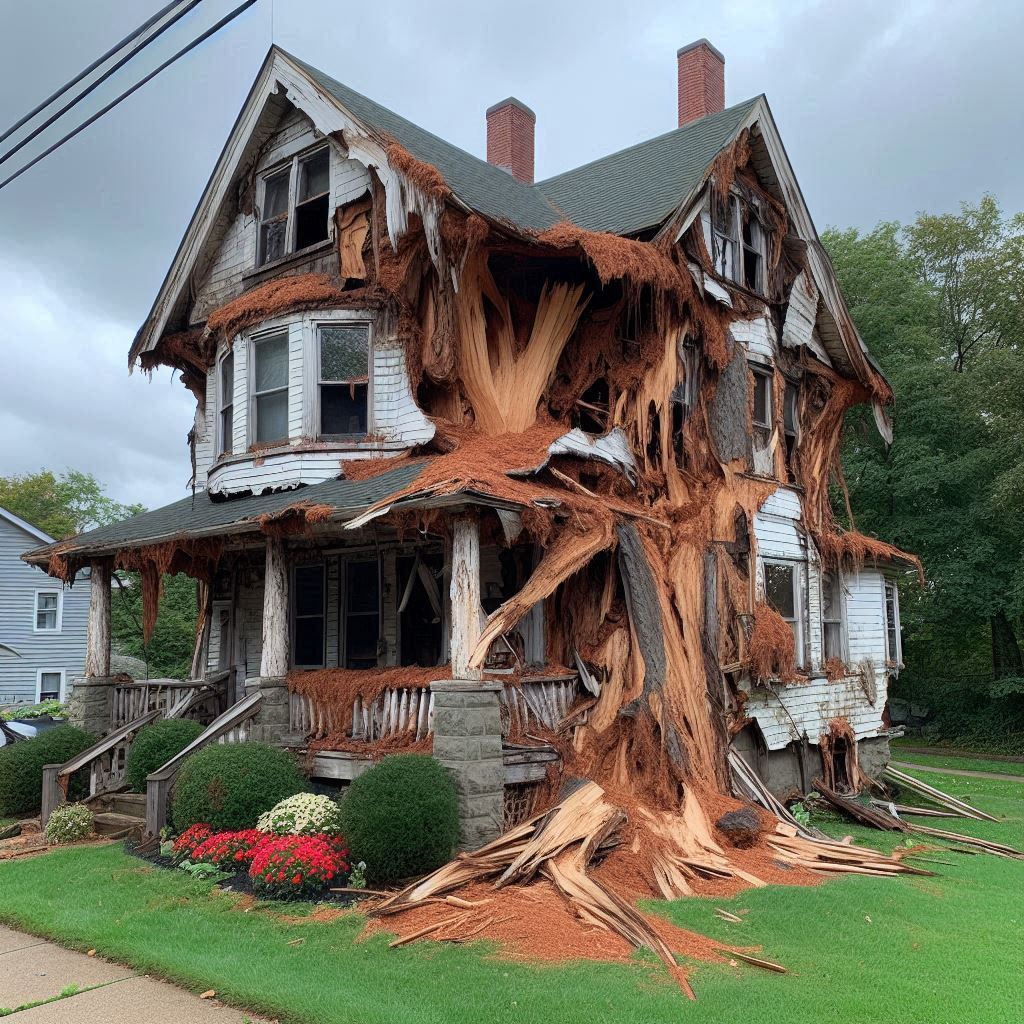 Signs Your Margate Home Needs a Tree Inspection Blog Article - Tree with visible damage, including broken branches and signs of disease near an Margate home